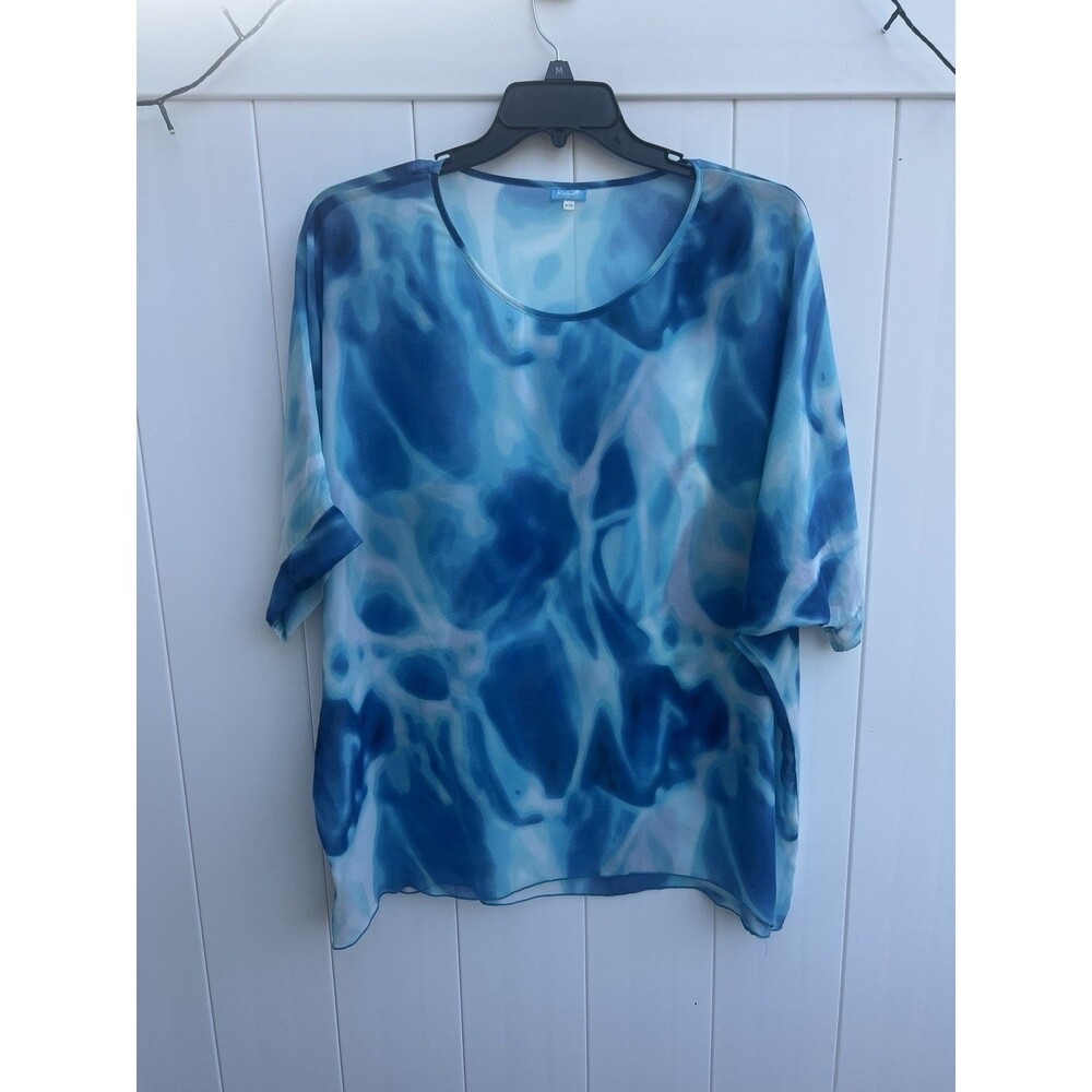 Kai Clothing Blue Sheer Tunic Swim Cover Up One Size